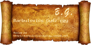 Barbulovics György névjegykártya